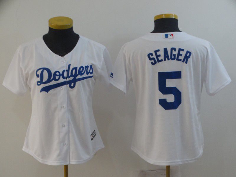 Women Los Angeles Dodgers 5 Seager White Game MLB Jersey